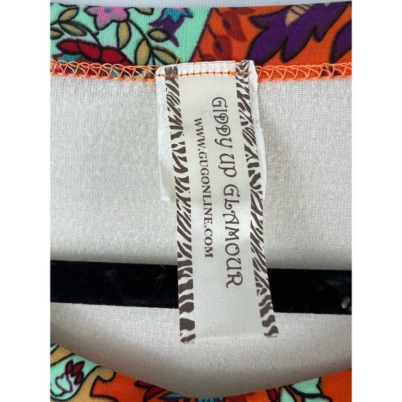 Womens Giddy Up Glamour L Paisley Print Baseball Sleeve Tunic Top 3/4 Sleeves - Picture 3 of 7